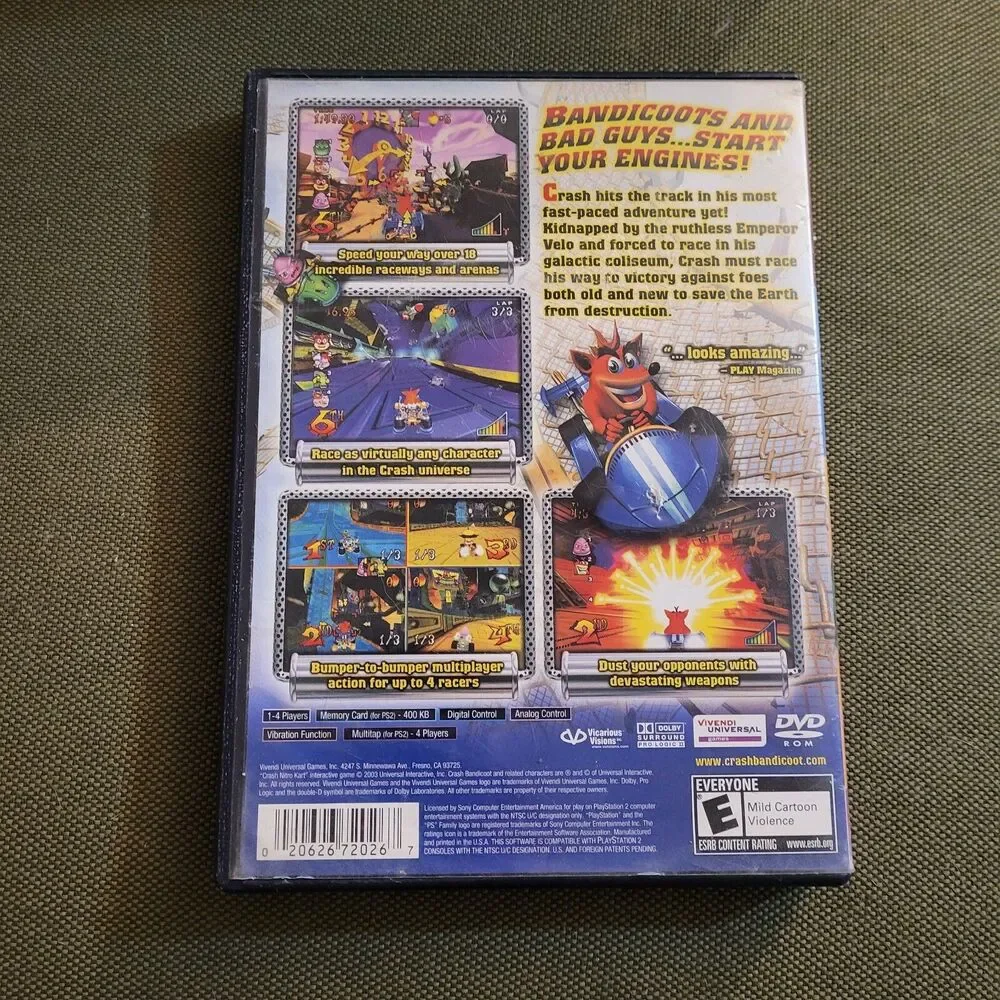 Crash Nitro Kart Greatest Hits (Sony PlayStation 2, 2003) W/ Manual Free Ship